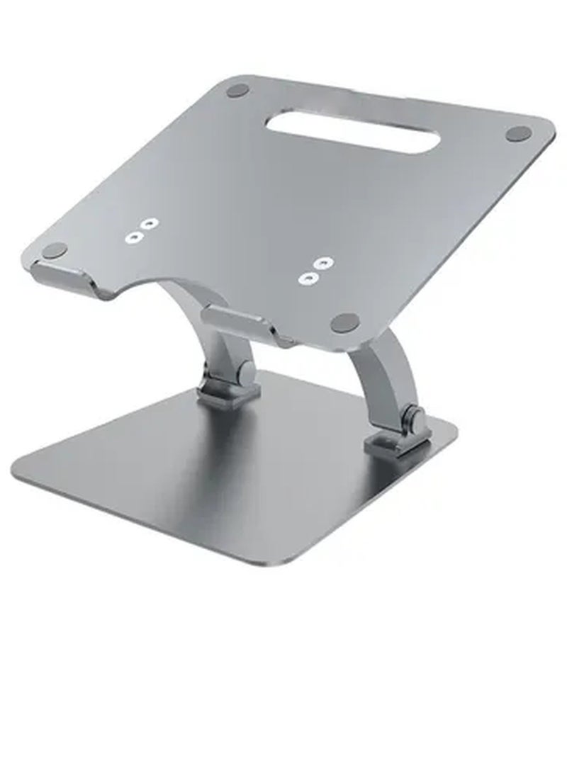 Aluminum Laptop Stand, Portable Ergonomic Multi-Level Ventilated Notebook Stand with Non-Skid Silicon Grip and Adjustable Multi-Angle Design For Laptops up to 17 Inches Grey - Image 1