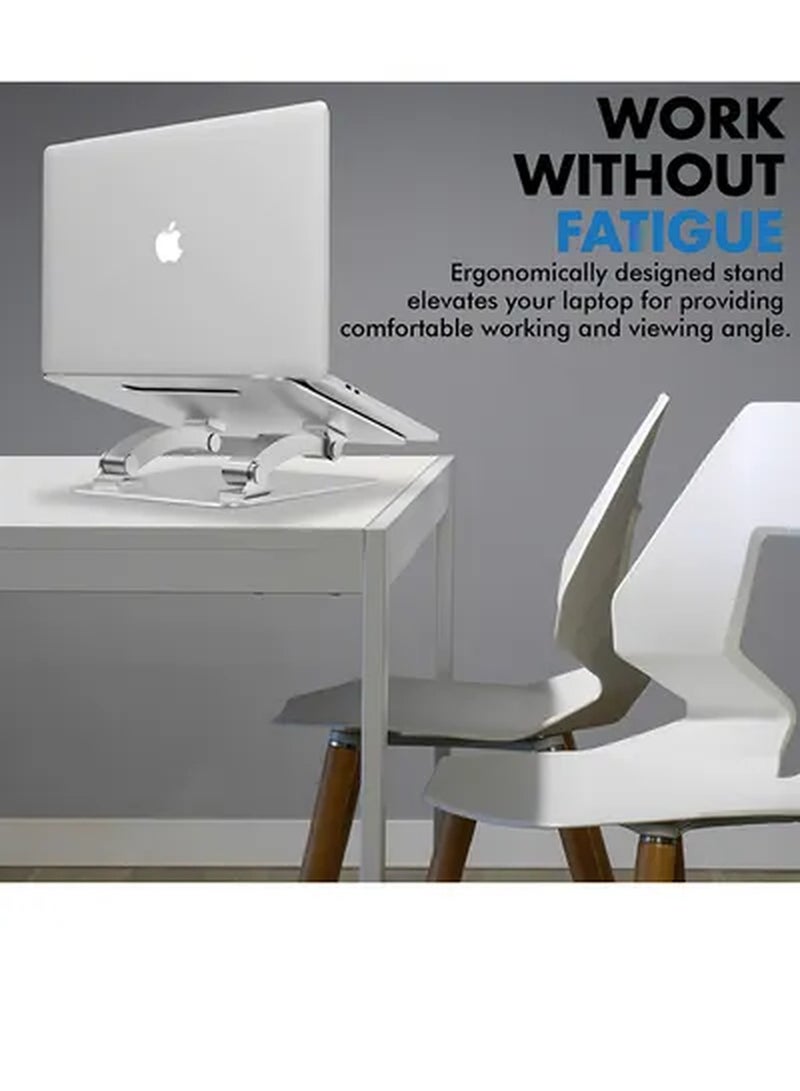 Aluminum Laptop Stand, Portable Ergonomic Multi-Level Ventilated Notebook Stand with Non-Skid Silicon Grip and Adjustable Multi-Angle Design For Laptops up to 17 Inches Grey - Image 5
