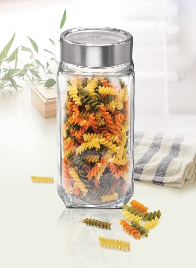 Treo by Milton Cube Storage Containers, 1800 ml, Glass Jar with Air Tight Steel Lid, 1 Piece, Transparent Jars for snacks, Pulses, Masala, Pickles, Cereals, Cookies, Dry Food - Image 3