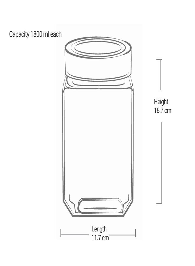 Treo by Milton Cube Storage Containers, 1800 ml, Glass Jar with Air Tight Steel Lid, 1 Piece, Transparent Jars for snacks, Pulses, Masala, Pickles, Cereals, Cookies, Dry Food - Image 5