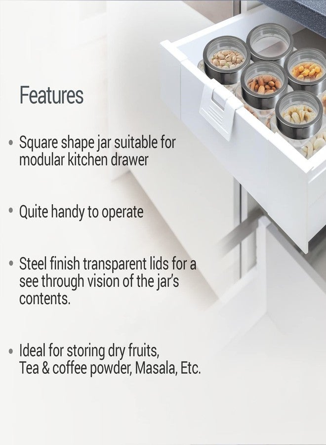 Treo by Milton Cube Storage Containers, 1800 ml, Glass Jar with Air Tight Steel Lid, 1 Piece, Transparent Jars for snacks, Pulses, Masala, Pickles, Cereals, Cookies, Dry Food - Image 4