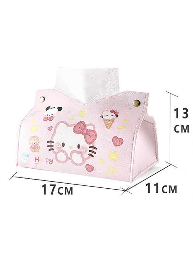 Cartoon Cute Tissue Box Cover, PU Leather Waterproof Sofa Table Desk Organizer for Living Room, Bedroom, Office - Image 2