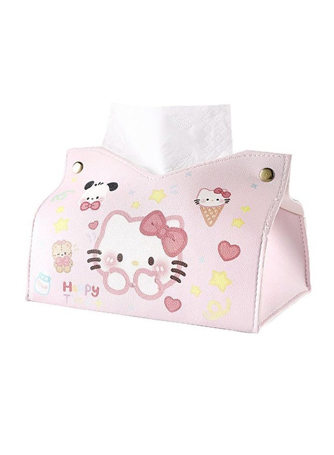 Cartoon Cute Tissue Box Cover, PU Leather Waterproof Sofa Table Desk Organizer for Living Room, Bedroom, Office - Image 1