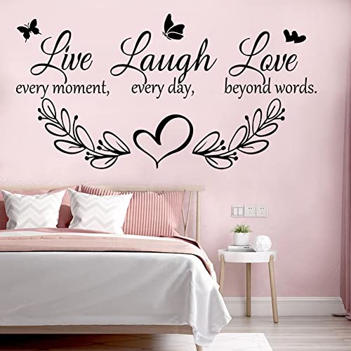 Datesno Family Inspirational Quotes Vinyl Wall Decal Quote Live Every Moment Laugh Every Day Love Beyond Words Wall Sticker Motivational Wall Stickers for Bedroom Living Room Window Decor Home Decor - Image 4