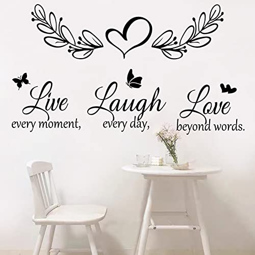 Datesno Family Inspirational Quotes Vinyl Wall Decal Quote Live Every Moment Laugh Every Day Love Beyond Words Wall Sticker Motivational Wall Stickers for Bedroom Living Room Window Decor Home Decor - Image 2