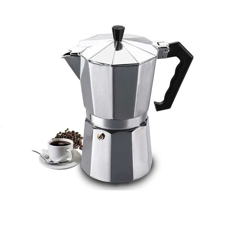 3D CREATIONS Aluminum Coffee Maker Cup Percolator for Italian Espresso Decoction Coffee Mocha South Indian Filter Kaapi Combo Silver and Black Set of 3 12 Cups - Image 1