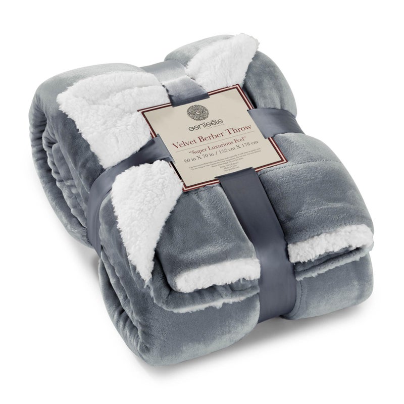 Genteele Sherpa Throw Blanket Super Soft Reversible Ultra Luxurious Plush Blanket 60 x 70 inches GrayWhite