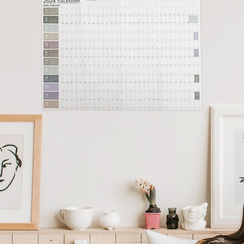 2024 Wall Calendar Planner with Soft Muted Colors for Home Office Annual Schedule - Image 5