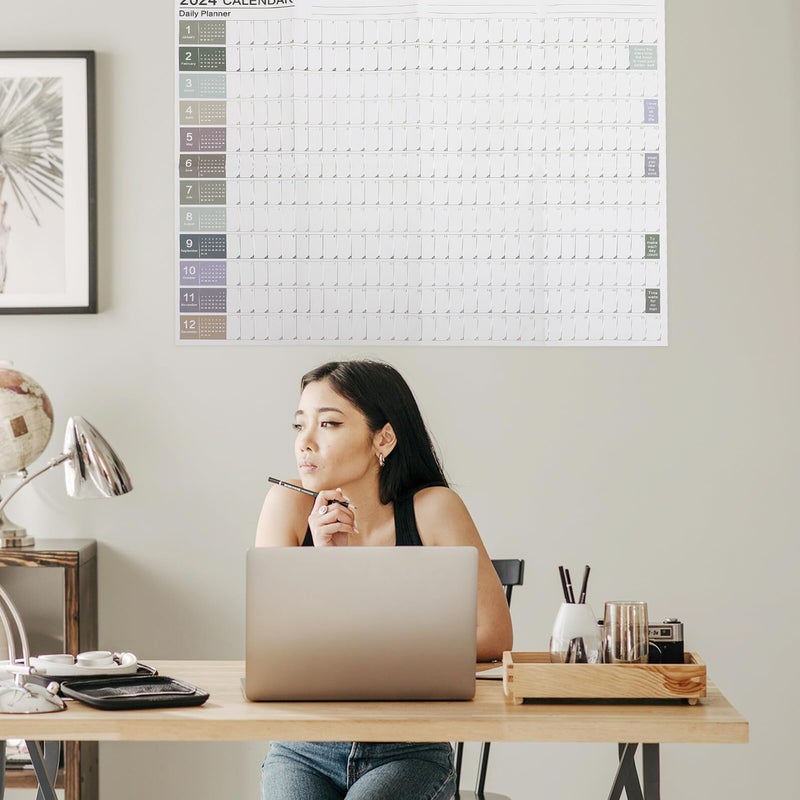 2024 Wall Calendar Planner with Soft Muted Colors for Home Office Annual Schedule - Image 4