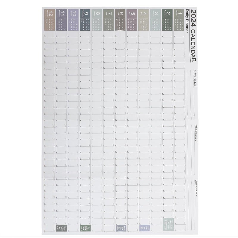 2024 Wall Calendar Planner with Soft Muted Colors for Home Office Annual Schedule - Image 2
