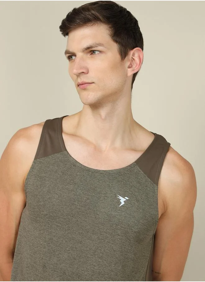 Technosport Melange Slim Fit Scoop Neck Vest by Styli