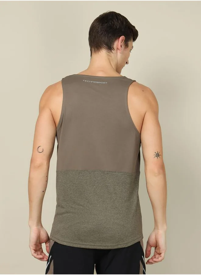 Technosport Melange Slim Fit Scoop Neck Vest by Styli