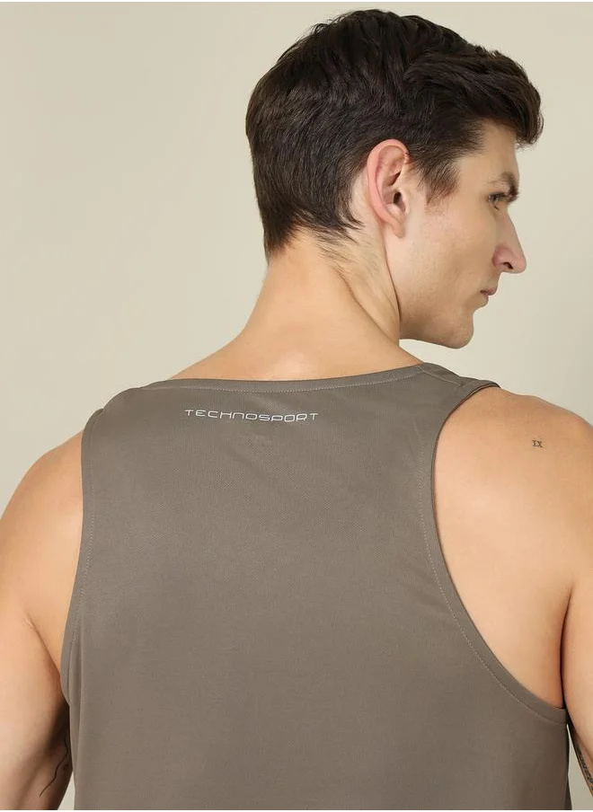 Technosport Melange Slim Fit Scoop Neck Vest by Styli