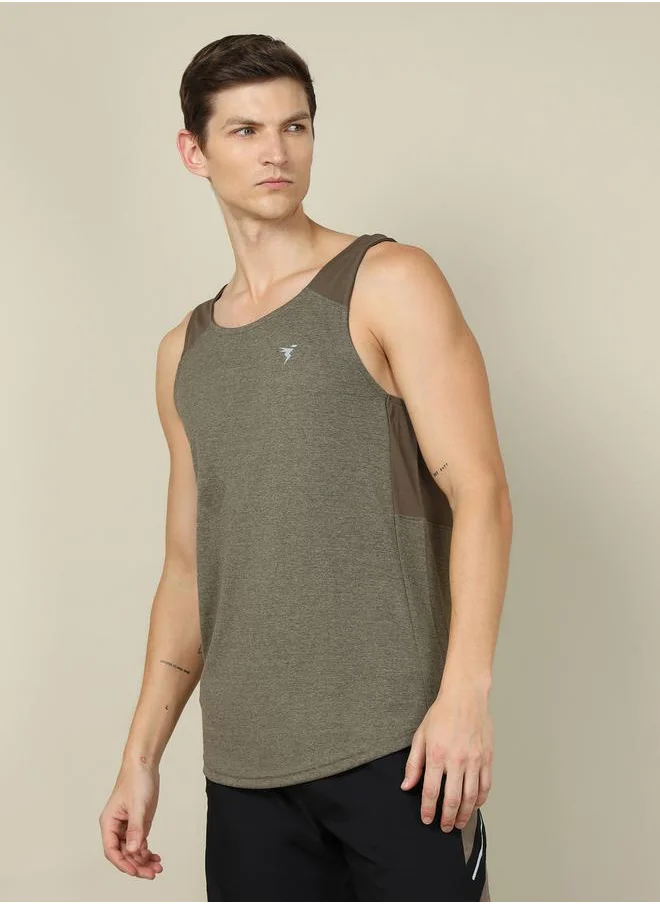 Technosport Melange Slim Fit Scoop Neck Vest by Styli