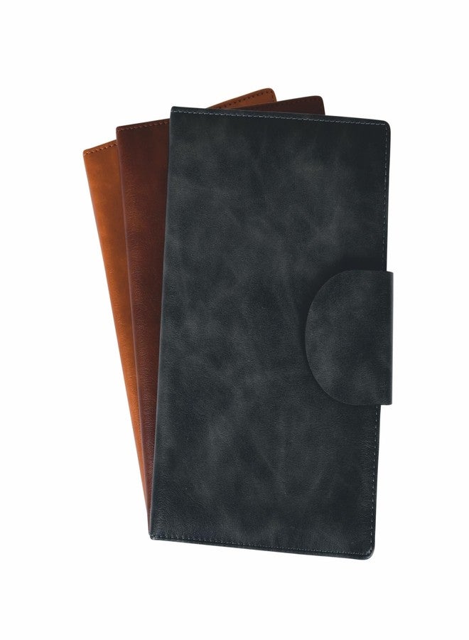 WORLDONE Dynamic Executive Notebook with Magnetic Loop Button Closure, 80 Gsm 224 Natural Shade page, Split as 208 Ruled, 8 Plain & 8 Graph Pages, Size A5, Color Tan, Pack of 1 - Image 1