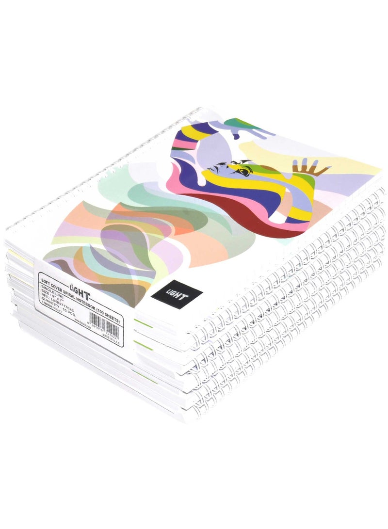 Light FIS LIGHT Pack of 10 Spiral Soft Cover Notebook, Single Line, 9X7 Inches (22.86 X 20.32 CM) 100 Sheets -LINB971702S - Image 1
