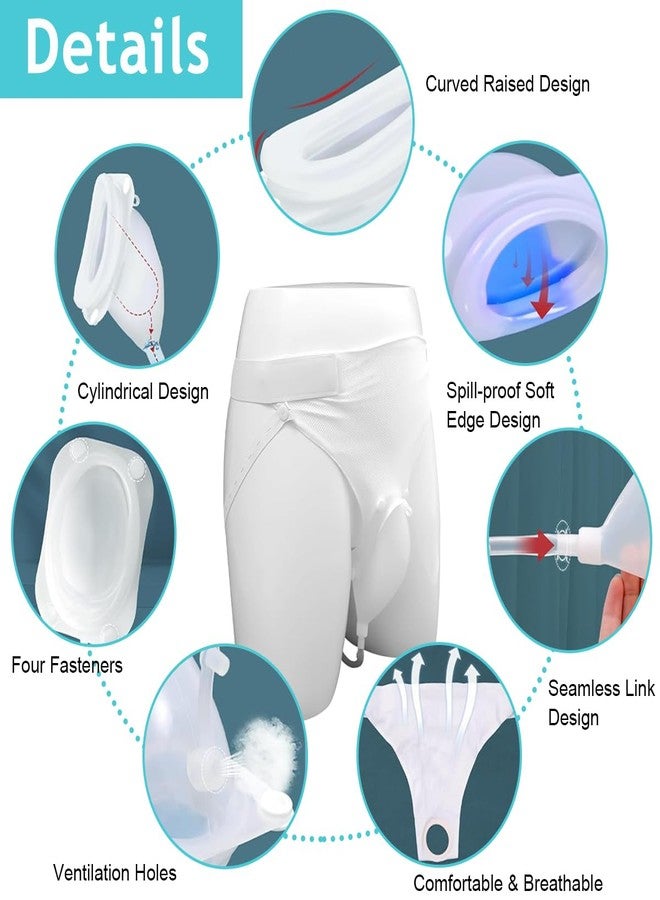 HANNEA Urinal For Men, Urine Collect Bag, Reusable Silicone Urine Collector Portable Wearable Male Urinary Drainage Bag System For Adults, Elderly Men Type, White - Image 3
