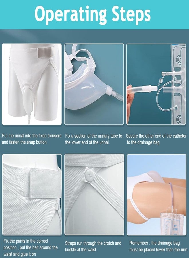 HANNEA Urinal For Men, Urine Collect Bag, Reusable Silicone Urine Collector Portable Wearable Male Urinary Drainage Bag System For Adults, Elderly Men Type, White - Image 4