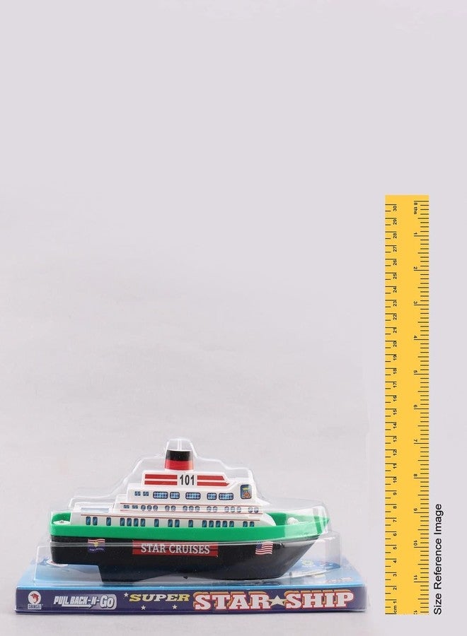 Space Enterprises Star Cruise Ship Boat Maintenance Free Pullback Spring Action Race No Sharp Edges (Pack of 1) Toy for Kids (Blue Color) - Image 2
