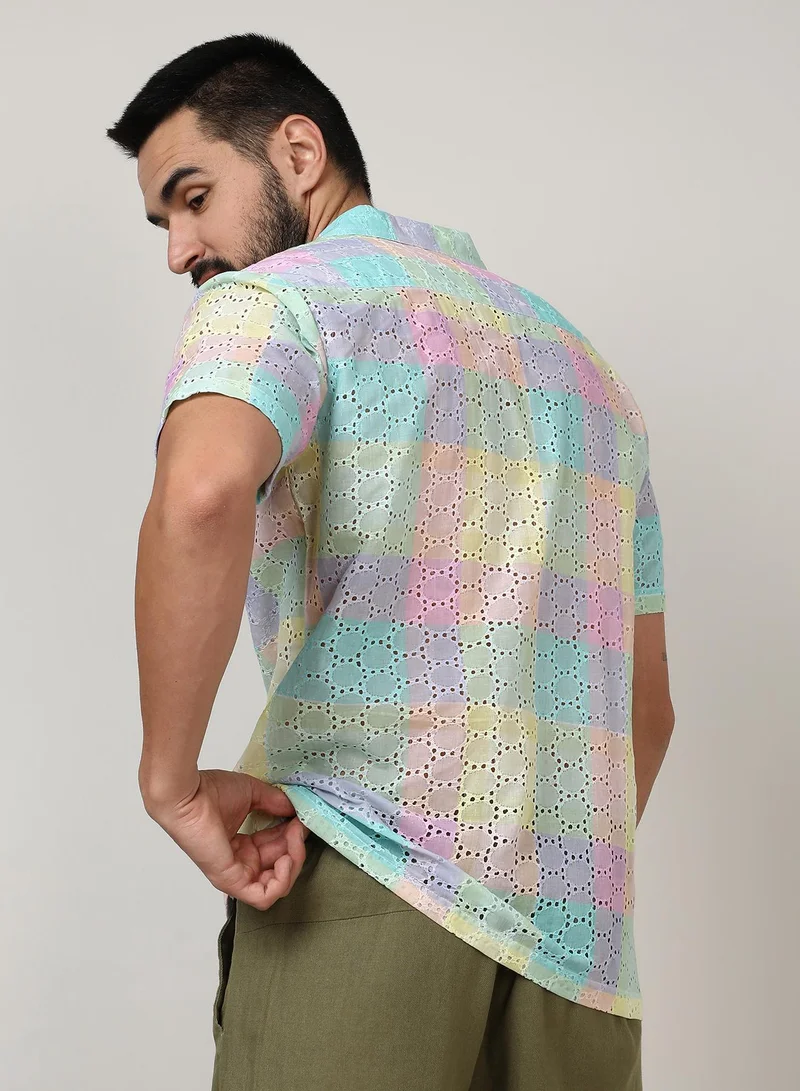 Campus Sutra Men's Multicolour Pastel Block Shirt