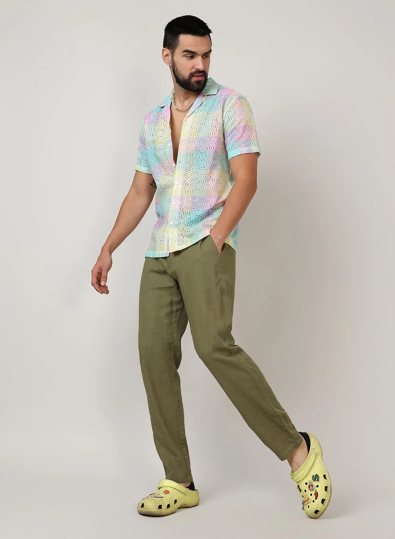 Campus Sutra Men's Multicolour Pastel Block Shirt
