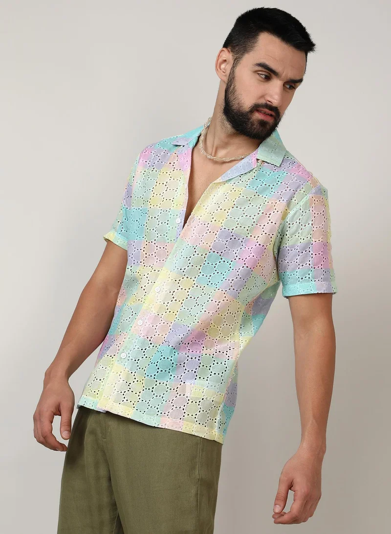 Campus Sutra Men's Multicolour Pastel Block Shirt