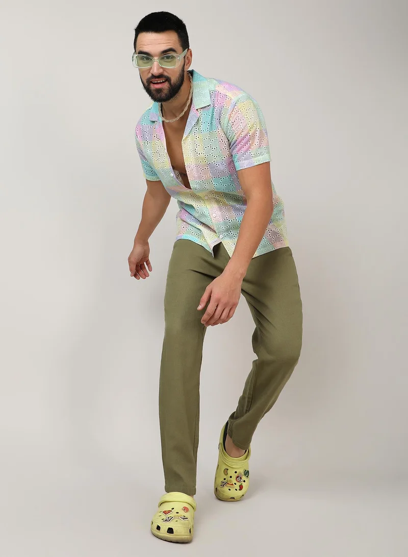 Campus Sutra Men's Multicolour Pastel Block Shirt