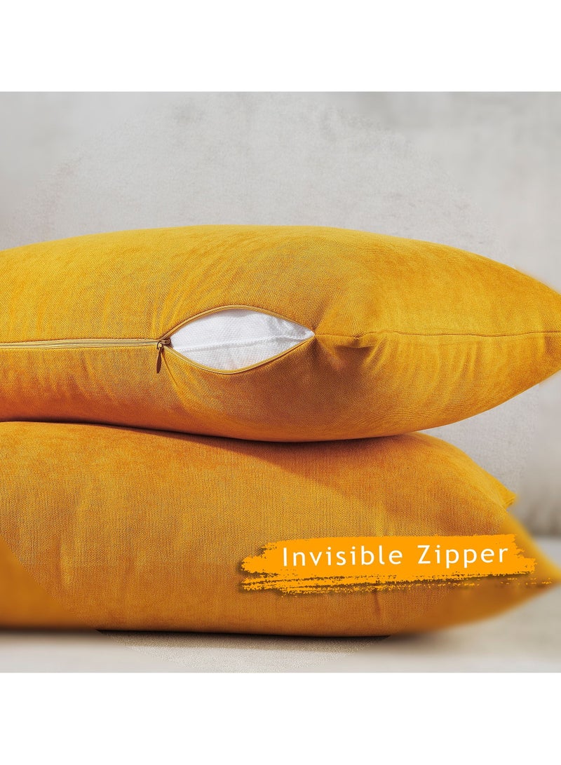 Zeenah Furniture Decorative Solid Color Invisible Zipper Diamond Cushion Cover Velvet Look Throw Pillow Set of 2 Cases for Chair Couch Bedroom & Livingroom Pillowcase - Image 3