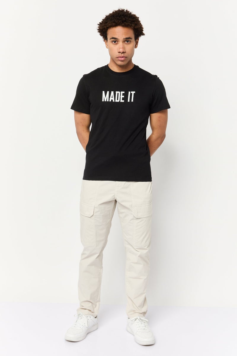 Celio Men Crew Neck Short Sleeve Graphic Print T-shirt, Black - Image 2