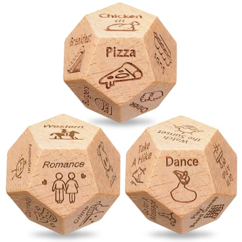 oyeftp 3 PCS Dice Set for Couples Stocking Stuffers Gifts for Her Him Anniversary Day Food Decision Dice Couple Gifts Girlfriend Boyfriend for Adults Valentines Birthday Wedding Food Dice - Image 1