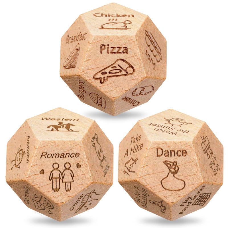 oyeftp 3 PCS Dice Set for Couples Stocking Stuffers Gifts for Her Him Anniversary Day Food Decision Dice Couple Gifts Girlfriend Boyfriend for Adults Valentines Birthday Wedding Food Dice - Image 2