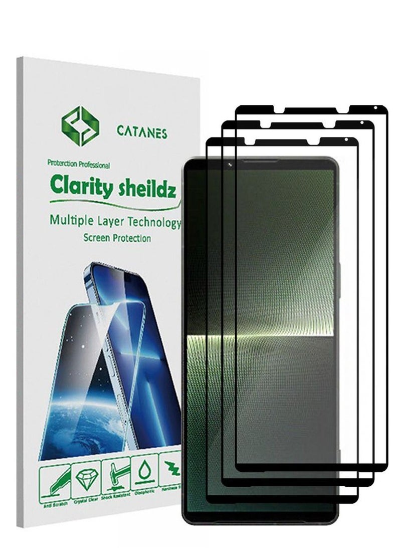 CATANES 3 Pack For Sony Xperia 1 V Screen Protector Tempered Glass Full Glue Back - Image 1