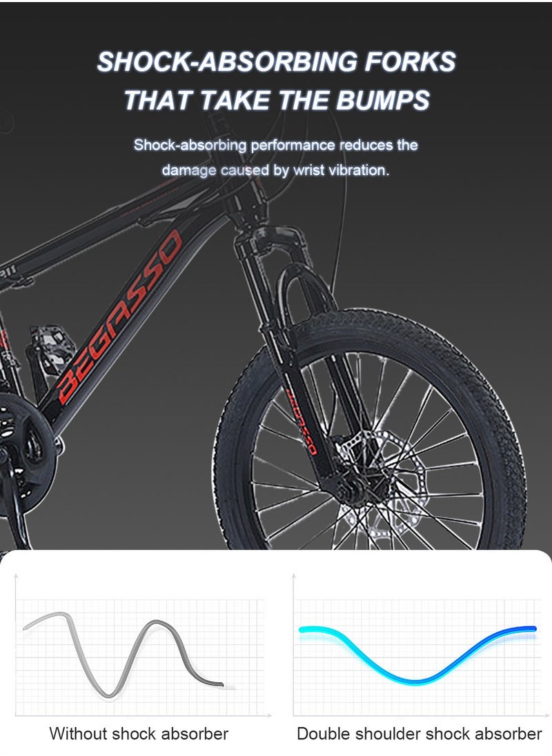 begasso 20-22 Inch Mountain Bike Dual Disc Brake, Lightweight and Stable Bicycle for Kids, with Adjustable Seat for 6-12 Years Boys and Girls  - Image 5