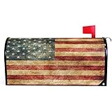 Wamika Wamika Vintage American Flag US Stars and Red Stripe Mailbox Covers Standard Size Patriotic American Star Stripe  - Image 1
