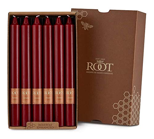 Root Candles Unscented Dinner Candles Premium Beeswax Blend Boxed Candle Set, 9-Inch, Garnet, 12-Count - Image 4