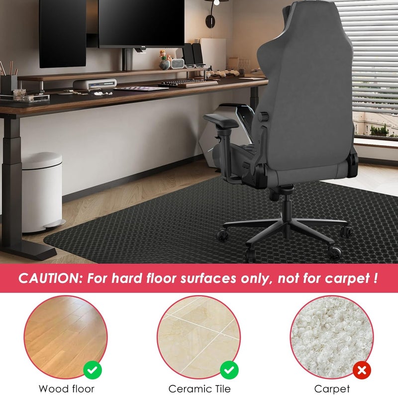 Vicwe Gaming Chair Mat for Hardwood Floor, 55"×36" Office Chair Mat, PVC Computer Chair Mats, Easy Glide, Floor Protector for Rolling Chair-Black - Image 2