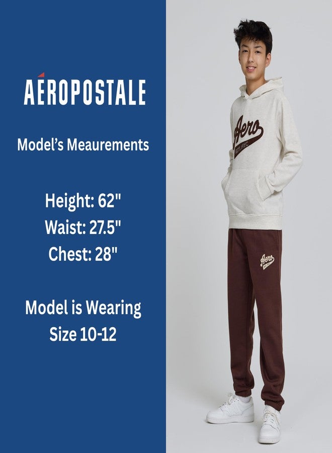 AEROPOSTALE Boys 2 Piece Outfit - Pullover Hoodie and Athletic Pants, Youth Jogger Sweatpants and Sweatshirt, Sizes 4-12, Oatmeal/Coffee, 5-6 - Image 4