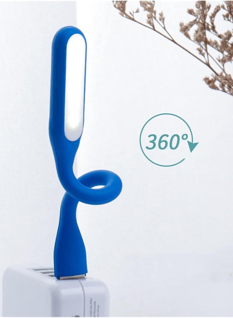 Bukela USB LED Light Lamp for Power Bank, Portable Eye Care Mini Night Light with Flexible Arm, USB Gooseneck Reading Lamps Book Light,Compatible for Desktop, Notebook Laptop (10-Blue)  - Image 4