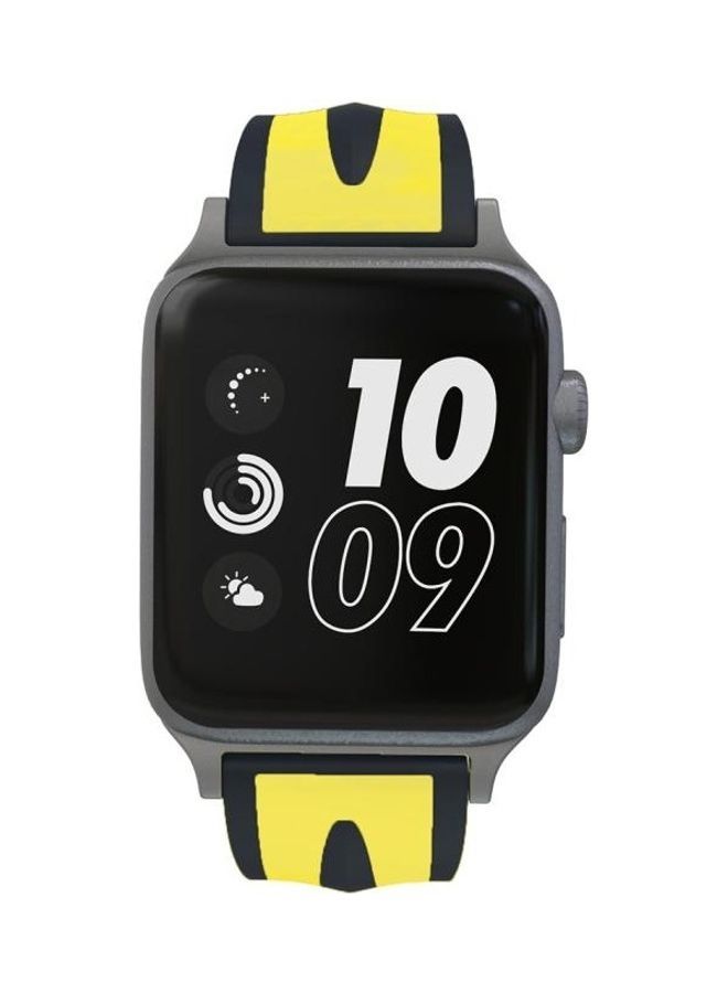 NIBEMINENT Fashion Double Stripes Pattern Watch Strap For Apple Series 3 & 2 1 38mm Black/Yellow - Image 3