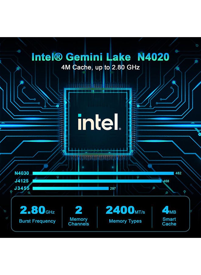 Generic - Mini PC Windows 11 Mini Desktop Computer with Intel Gemini Lake N4020C Processor 6G LPDDR4 64G EMMC 256G SSD Support Dual Screen 4K Resolution Wifi BT for Business Home Office Family - Image 1