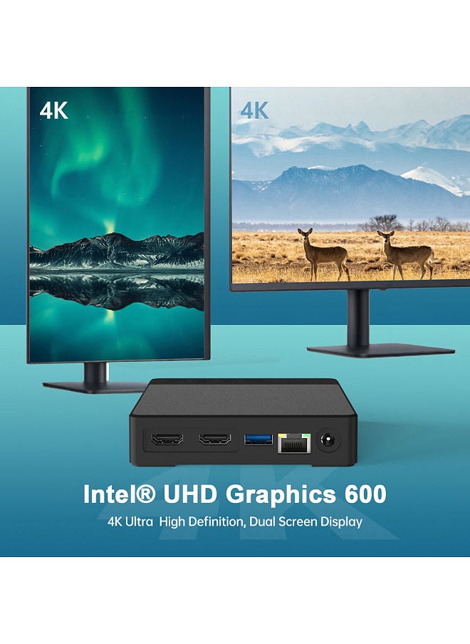 Generic - Mini PC Windows 11 Mini Desktop Computer with Intel Gemini Lake N4020C Processor 6G LPDDR4 64G EMMC 256G SSD Support Dual Screen 4K Resolution Wifi BT for Business Home Office Family - Image 1