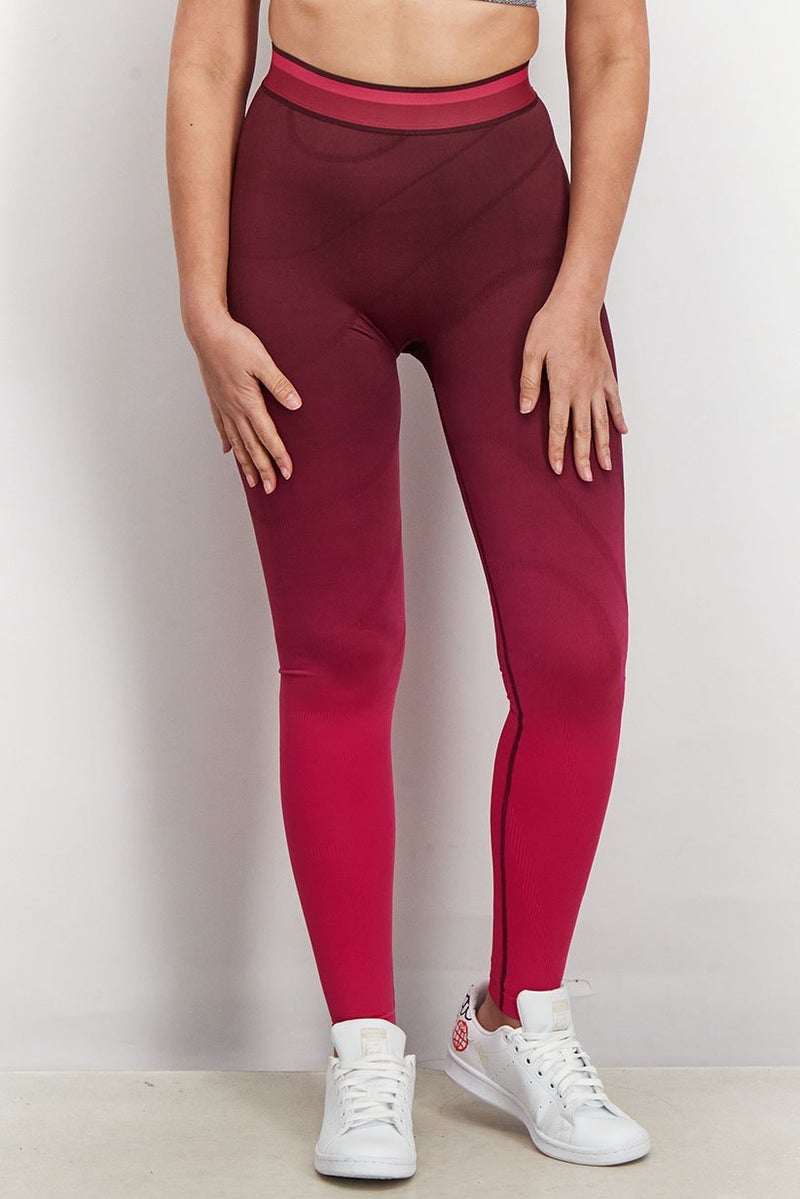 Reebok Women Sportswear Fit Color Block Training Leggings, Maroon and Purple - Image 1