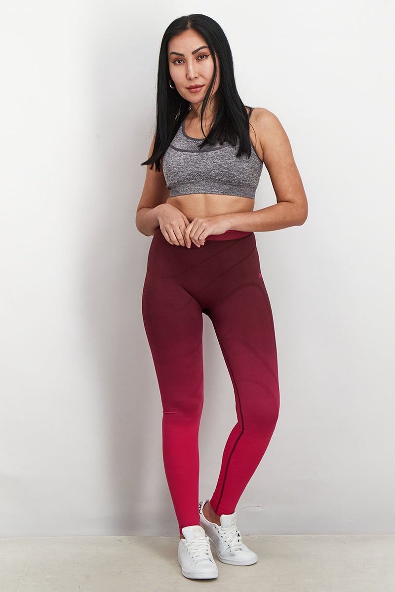 Reebok Women Sportswear Fit Color Block Training Leggings, Maroon and Purple - Image 4