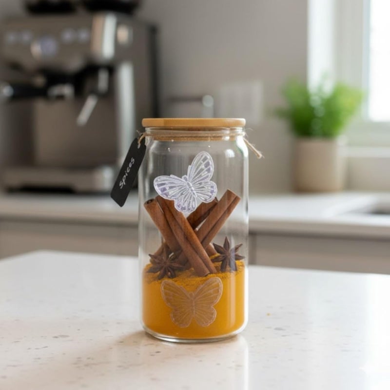 Glass Spice Jar with Natural Aromatic Spices â€“ Elegant Kitchen & Home DÃ©cor