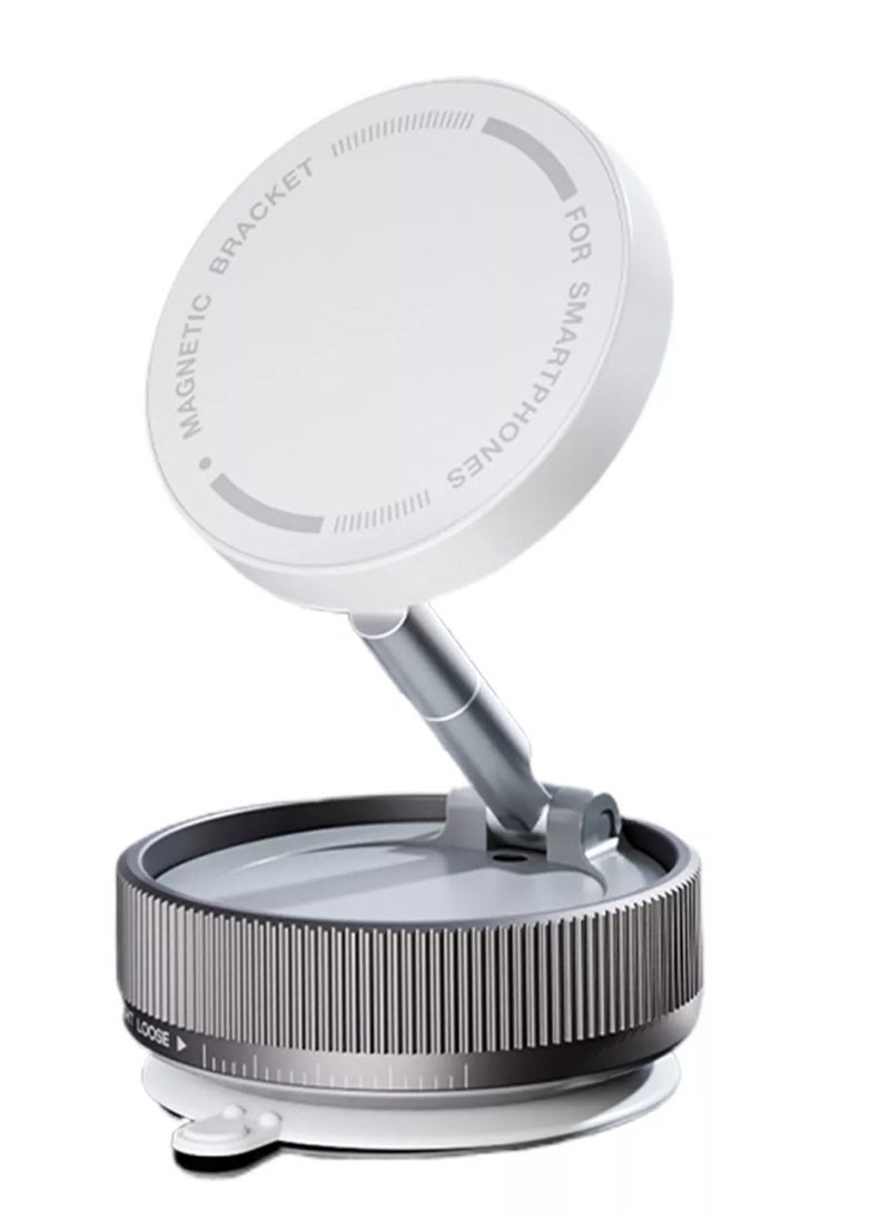 ELTRAZONE Vacuum Magnetic Phone Holder Stand – 360° Adjustable Suction Mount with 5 Nano Gel Pads for Smooth  Rough Surfaces – Foldable Magnetic Phone Holder for iPhone, Android, Car Mount, Desk  More (White) - Image 1