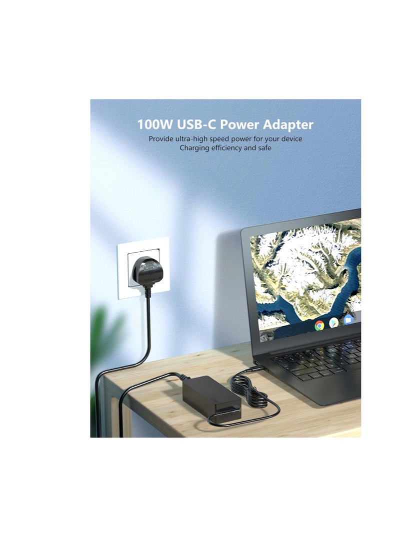 Terabyte شاحن لابتوب USB C بقوة 100W 90W لعلامات Lenovo ASUS HP Acer MacBook Pro/Air Dell متوافق مع محولات الكمبيوتر اللوحي 90W 65W 45W PD3.0 كابل طاقة Type C - Image 3