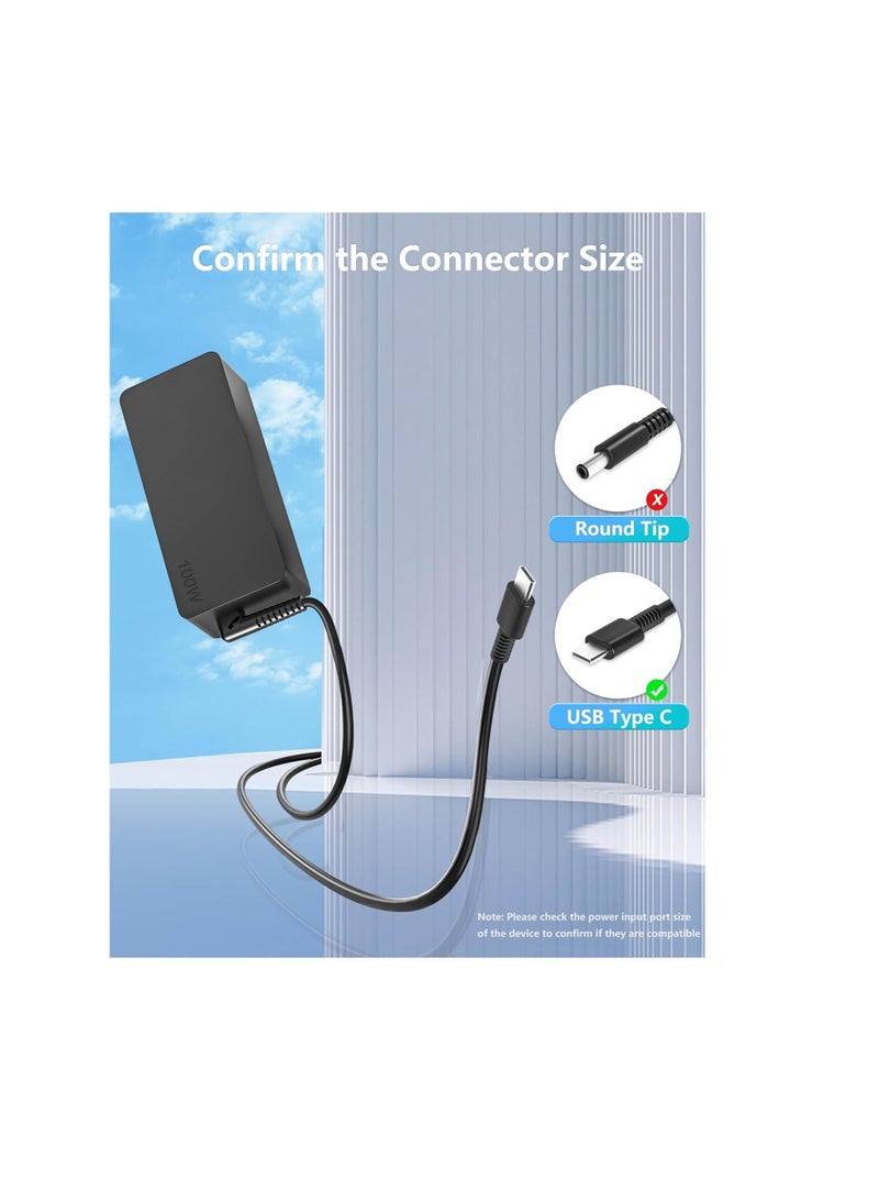 Terabyte شاحن لابتوب USB C بقوة 100W 90W لعلامات Lenovo ASUS HP Acer MacBook Pro/Air Dell متوافق مع محولات الكمبيوتر اللوحي 90W 65W 45W PD3.0 كابل طاقة Type C - Image 5