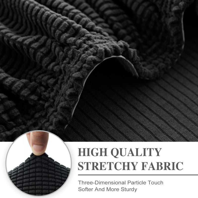 LA MEACK Couch Cushion Covers for Sectional Sofa L Shape Washable Separate Seat Chaise Couch Cover Stretch Sofa Slipcovers with 2 Pcs Pillowcases(2 Seater + 1 Chaise, Black) - Image 4