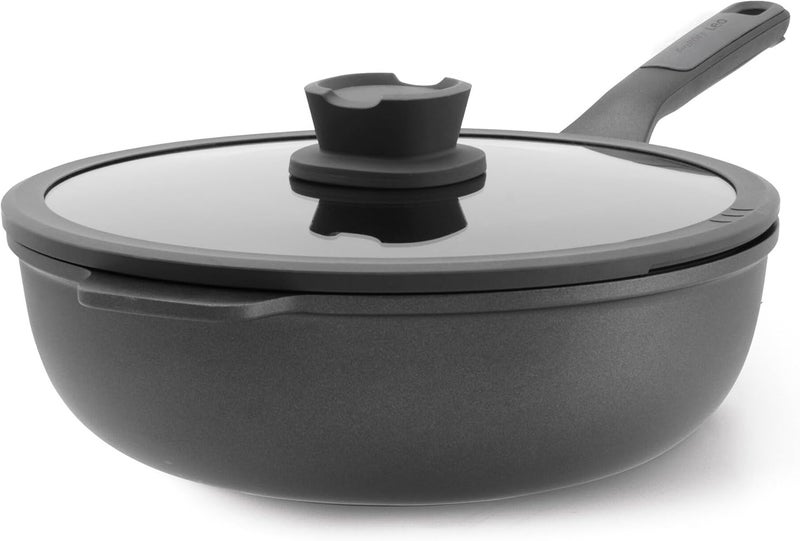 Berghoff Leo Stone Cast Aluminium Wok Pan with Non-Stick Lid 28 Cm - Image 1