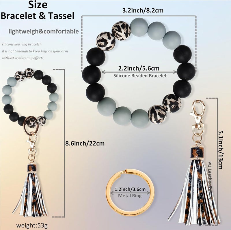 BIHRTC Key Ring Bracelet Car Keychain Holder Wristlet Silicone Women Beaded Bangle Chains - Image 2
